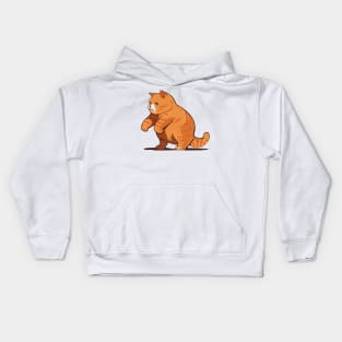 Orange cat exercising Kids Hoodie